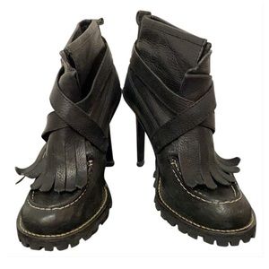 Tory Burch Pebble Leather Loafer Stiletto Booties